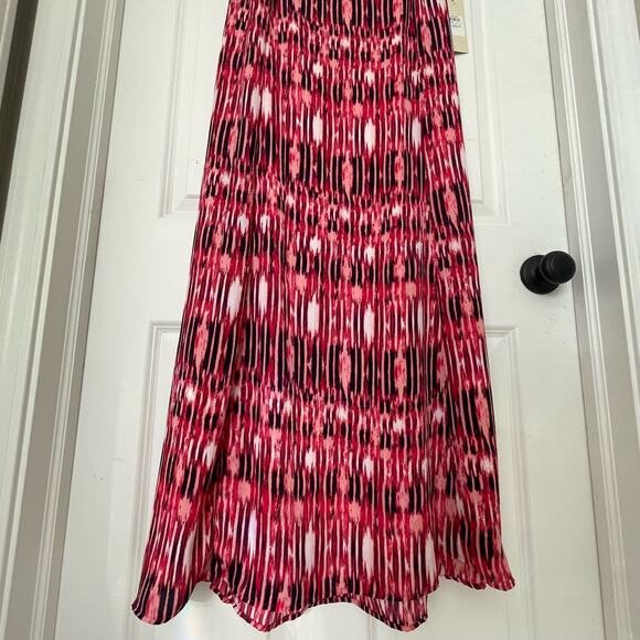 Sejour Pink Black Painted Ikat Print NWT Nordstrom Smocked Adjustable Maxi Dress - Picture 8 of 8